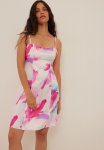 Crystal Detail Satin MINI Dress - Brushed Flower Print