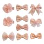 10 Piece - Assorted Pastel Blush Bow & Floral Hair Clips Set - Pink
