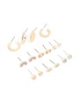 Goldair Gold Rainbow Diamante Stud & Hoop Earrings 8-PACK