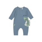 Baby Boy Waffle Romper With Crocodile Novelty Print