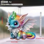 1CP Acrylic Colorful Dragon 2D Car Interior Pendant Backpack Gift Box Keychain Pendant