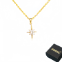 North Star Pendant Necklace Gold Plated With Zircon Accent
