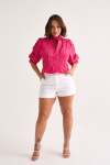 Pink Cotton Trim Detail Shirt - XL