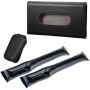 4 Pieces Car Visor Sunglasses & Tissue Holder With 2 Seat Gap Filler Pads Set