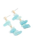 Goldair Gold Diamante & Blue Stone Chip Drop Earrings