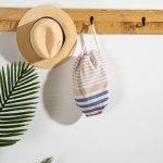 Estee Stripe FOUTA Bag - Beige navy