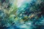 Canvas Wall Art - Flowing Layers Of Blue And Green - A1004 - 120 X 80 Cm