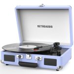 Vinyl Record Player 3-SPEED Bluetooth Portable Suitcase Belt-driven Record Player With 2 Built-in Stereo Speakers Vinyl Vintage