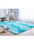 Smte Light Blue & White Fluffy Rug carpet With Keychain