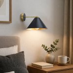 Black And Gold Modern Wall Light With Cone Shade