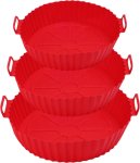 Round Thin Silicone Airfryer Liner Red Airfryer Tray