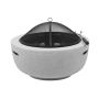 Grey Outdoor Wood & Charcoal Fire Pit With Mesh Spark Screen