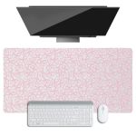 Desk Mat For Desktop Little Pink Bows Large Mouse Pad Pu Leather Waterproof Desk Protector Pad Mousepad With Non-slip Base Stitc