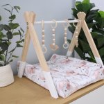 Changing Mat Cover Pink And Grey Floral