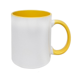 Standard 325ML Sublimation Mug White Outside yellow Inside & Handle Set Of 6