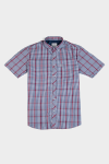 Slim Fit Check Short Sleeve Shirt - Red - 3XL Navy