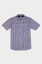 Slim Fit Check Short Sleeve Shirt - Red - 3XL / Navy