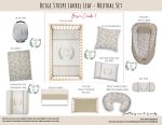 Cot Duvet Bedding Leaf Neutral Beige Beige Stripe Laurel Leaf Print Set