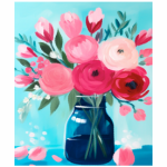 Fabric Paint Tote Vase With Blooms