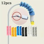 12PCS Data Cable Spiral Silicone Protective Sleeve Suitable For Ios And Android Mobile Phones Commonly Used Charging Cable Anti-