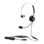 Calltel H650NC Mono-ear Noise-cancelling Headset + UC2000T Quick Disconnect USB Sound Card Adapter Cable