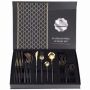 Gold And Black Stainless Steel 24 Piece Cutlery Set