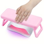 Foldable Nail Art Hand Rest Acrylic Elevated Nail Lamp Stand Convenient Manicure Hand Holder With Silicone Anti-slip Pad Pink An