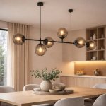 Velluto Glass Linear Pendant Light Cluster - Smoke