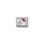 Composable Classic Link Heart With Christmas Hat In Silver