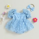 Floral Romper And Headband Blue