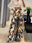 Allover Print Wide Leg Pants Vacation Style Loose Pants For Spring & Summer Women's Clothing
