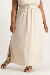 Palesa Linen Midi Skirt - Beige - 2XL