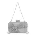 Silver Ruched Square Clutch Bag