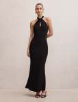Arlette Halter Neck Scarf Maxi Dress - 16 Black