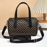 Women's Fashion Shoulder Bag 2024 Polka Dot Pattern Camel Color Pu Material Detachable Strap Zip Closure Polyester Lining Lightw
