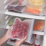 3PCS Leakproof Reusable Food Storage Bags - Bpa Free Silicone & Plastic Ziplock For Fruits Vegetables Sandwiches Meat Snacks & M
