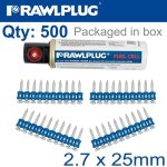 Pins For Concrete 2.7MMX27MM X500 Per Box + 1 Fuel Cell