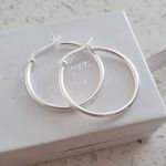 Kabella 925 Sterling Silver Round Hoop Bar Earrings Size 30X2MM