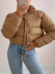 Drawstring High Neck Coat Casual Zip Up Long Sleeve Winter Warm Outerwear Women's Clothing