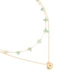 Goldair Gold Plated Green Aventurine Semi-precious Stone & Doughnut Layered Necklace