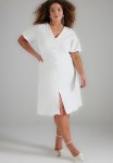 Plus Empire Waist Button Down Dress - White