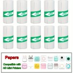 10 Rolls MINI Printer Adhesive Paper Self-adhesive Paper White Thermal Paper Printer Label Sticker For Wireless Study Notes Phot