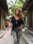 Protea Oversized Tee - Black - Small