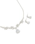 Silver Cubic Zirconia Dainty Necklace & Earrings Set