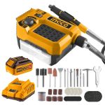Ingco - Cordless Grinder Incl 40 Accessories With 5AH Battery & Charger