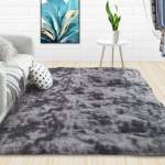 Smte Mix Dark Grey Fluffy Rugs With Keychain