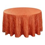 Your Chair Covers - 120 Inch Round Crinkle Taffeta Tablecloth - Terracotta Crushed Shiny Dining Table Cloth For Wedding Party Bi