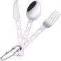 Lifespace S/S Camping Fishing Hiking Utility Cutlery Set W/ Bag & Carabiner