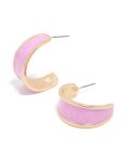 Goldair Gold Round Lilac Marble Enamel Hoop Earrings