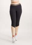 Colour Block Active Legging - Black And Beige - S